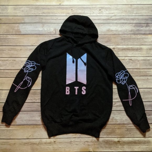 BTS Tops - BTS K-Pop Black Hoodie Sweatshirt - XS